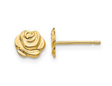 14K Yellow Gold Flower Rose Post Earrings
